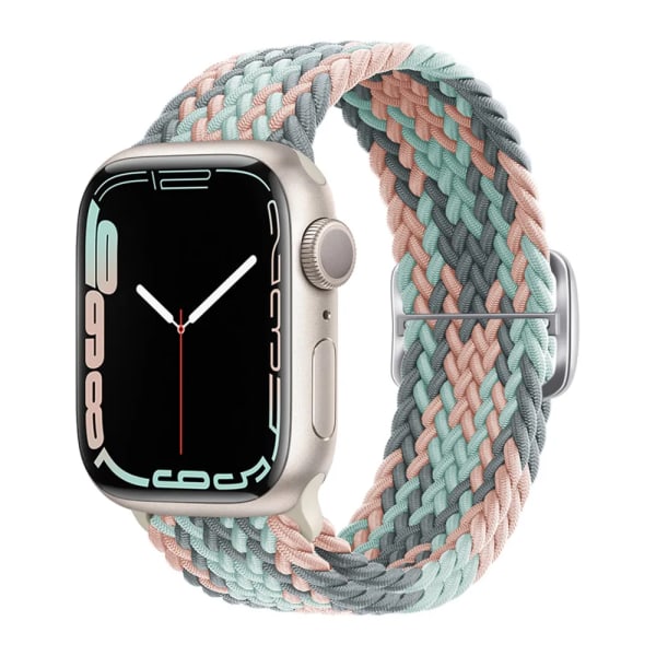 Flettet Loop til Apple Watch Rem 44mm 40mm 45mm 41mm 42mm 38mm 49mm Elastisk Solo Armbånd iWatch serie 9 se 7 5 6 Ultra2 Bånd 25. Blå Hvid 25.Blue White 38mm 40mm 41mm