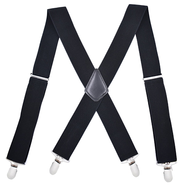 Herr Hängselhängslen seler 5 cm rygg Heavy Duty Biker Snowboard Bukser Elastiske 4 klips Navy Blue And White