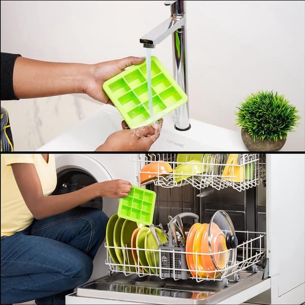 2x Isbitsformar med Lock - Silikon Isbitsform - BPA-fri - 2 x 9 Fack - 3,5 cm Isbitar - Diskmaskinsäker