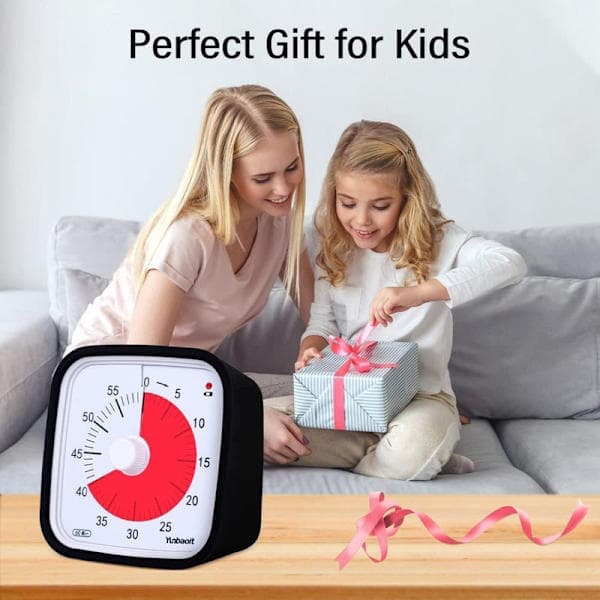 Visuell Timer 60 Minutter Rosa, Nedtellingstimer for Barn Justerbart Volum 10x10cm black
