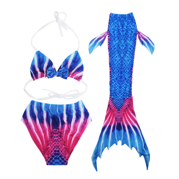 Tre delar Barn Flickor Bikini Sea Maid Baddräkt Kreativa badkläder för barn med Fishtail (110)