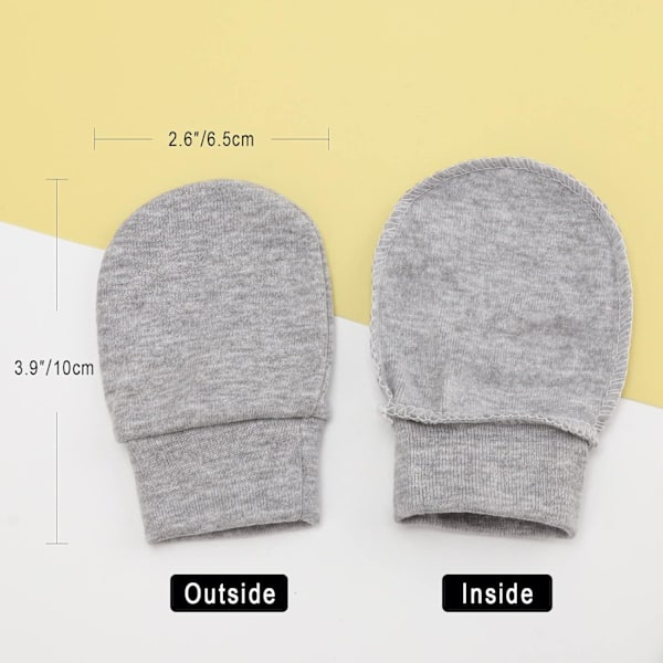 Bomullsbabyvotter for nyfødte - Kløfri hansker for 0-6 måneder 8 Sets baby mittens MT-03UK