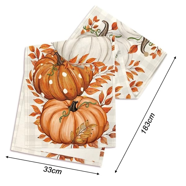 Oransje Gresskar, Eukalyptus Høst Bordløper, Høst Thanksgiving Kjøkken Spisebord Dekorasjon for Hjemmefest Dekor 13x72 Tommer Style 4