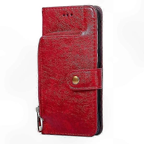 A56 5G Leather Case with Zipper - Protective Smartphone Case Red