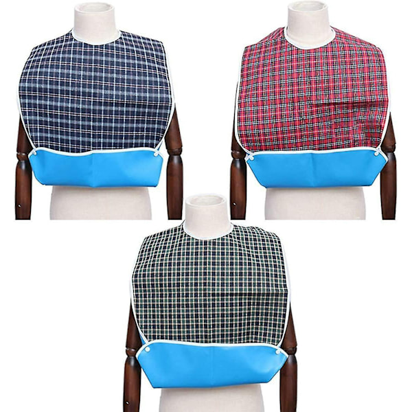 3-pack haklappar för vuxna med smuldficka - Tvättbara haklappar för vuxna, stora (78*44cm)