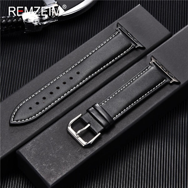 Ekte skinnrem i kalveskinn 38mm 40mm 41mm for iwatch 7 2 3 4 5 6 Myk erstatningsrem 42mm 44mm 45mm for Apple Watch Lys Brun-B Light Brown-B 38mm or 40mm or 41mm