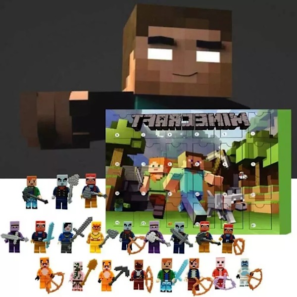 Minecraft Actionfigur Modellleksak Julkalender 2024 24 Dager Nedtelling Blind Box Overraskelsesgaver