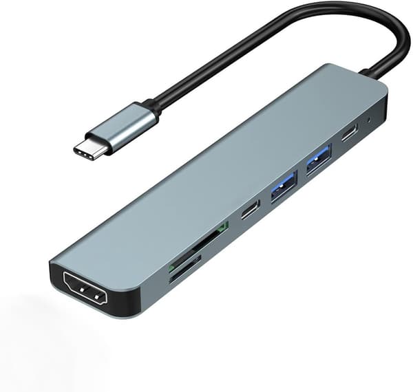 7-i-1 USB-C Multiport-hub med HDMI, SD-kort og USB-porter for bærbare datamaskiner, MacBooks og nettbrett