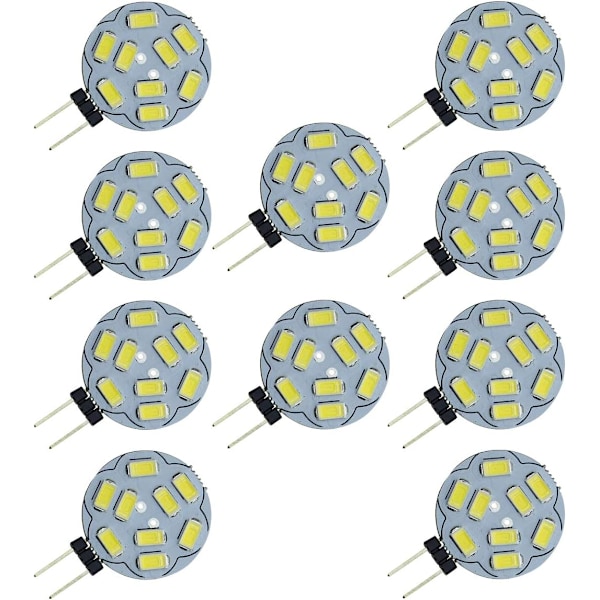 10-pak G4 9 LED SMD 5730 12V AC/DC Dobbelt-bas Indbygget Loft Indbyggede LED-lamper 20W Halogenlampe Erstatning