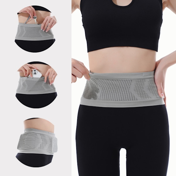 Andas Midjekjede Midjebelte Skjult Smal Midjeveske Dame Herre Mageveske Sport Løping Mobilholder Nøkler Penger Holder grå gray gray L