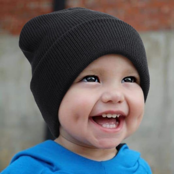 Vinterstrikket lue for småbarn - Myk unisex varm lue for gutter og jenter 2 Pack Hats: Grey/Black 3-7 years