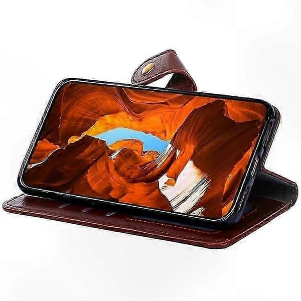 A56 5G Leather Case with Zipper - Protective Smartphone Case Brown