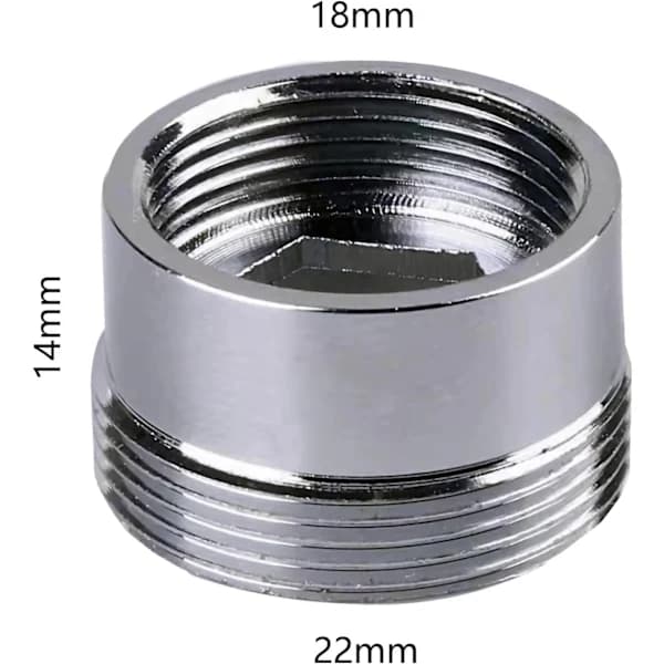 Vandhane Luftblander Adapter Metal Gevindforbindelse til Køkken Vandhane Luftblander Tilbehør M18 Hun til M22 Han Sølv