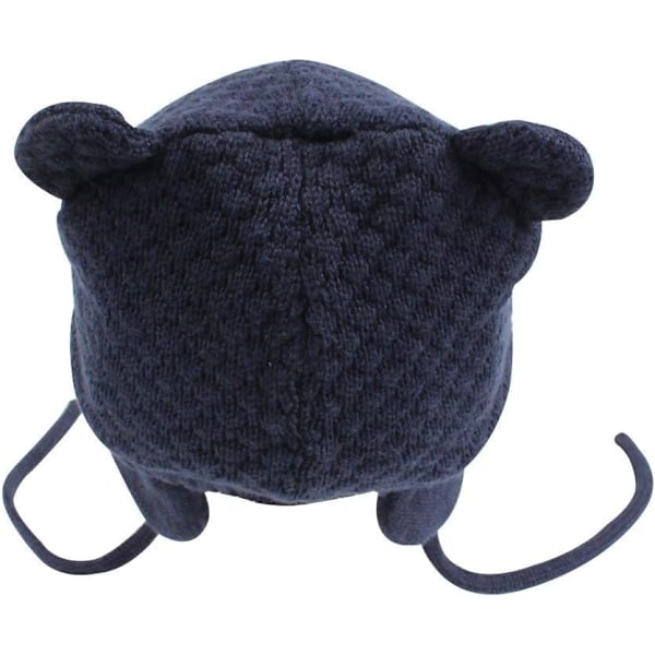 Unisex Babybjørn Beanie - Sød Toddler Varmt Hat med Ørelommer til Efterår og Vinter Navy 1-3 years