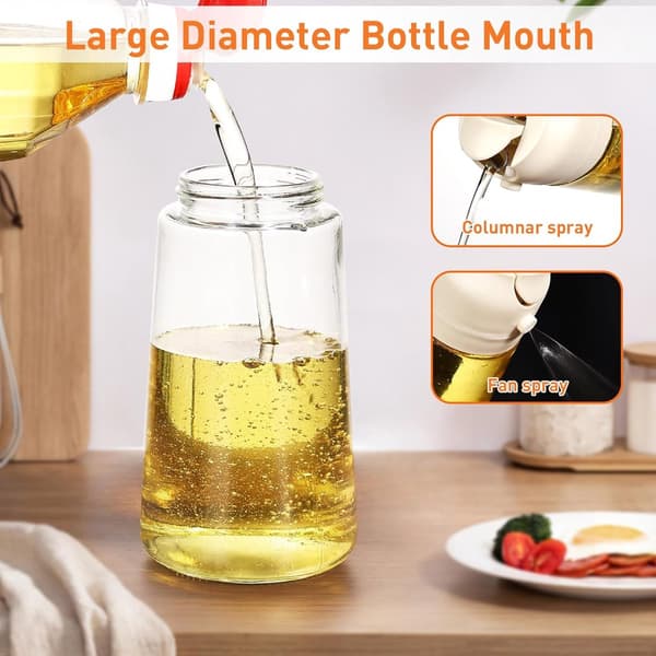 2-i-1 Oljesprayflaska - Olivoljedispenserflaska - 470 ml - Oljespruta i glas