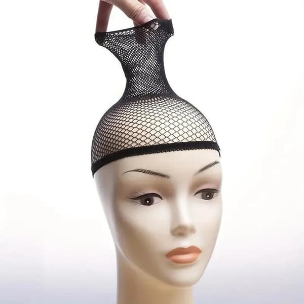 Perukmössa 2-pack Andningsbart Nylon Mesh Stretch Hårnät för Långt Tjockt Hår Kvinnor Cosplay Kostym Användning Svart