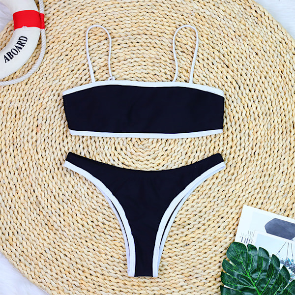 2025 Eurooppalainen ja amerikkalainen uimapuku Uusi tulokas Naisten rento mustavalkoinen värimatchattu tweed-tyylinen bikini Kuuma myynti bikini valkoinen white M