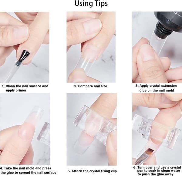 Transparenta nageltippsklämmor, snabbbyggnadsform för manikyr, 10 st/set
