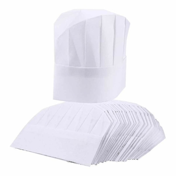 Kockhattar 20-pack Engångs Kockhattar Vita Kockhattar 23cm