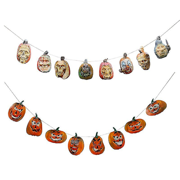 2 stk Halloween Papirbannerflagg for Halloweendekorasjoner