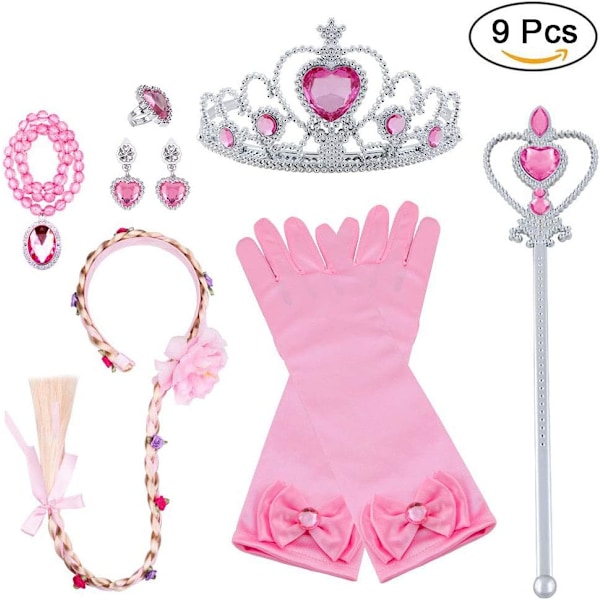 Prinsessan Elsas Kostymtillbehör – Samma som ovan. 9 pieces - pink (braids)