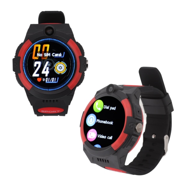 1,28 tums Smartwatch för barn Pekskärm 4G Videosamtal GPS-position Vattentät för pojkar Flickor Presenter Röd