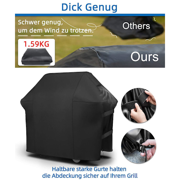 600D Grilltrekk for Weber Spirit Gassgrill 320/210/e210/220/300/e310 Værbestandig Grilltrekk Grilltilbehør, 132x66x109cm