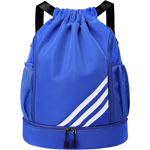 Snørevesker, Vanntett Svømmeveske for Barn Voksne, Stor Snøre Gymveske, Sport Snøre Gym Ryggsekk, Unisex PE Veske Med Skoseksjon Blue