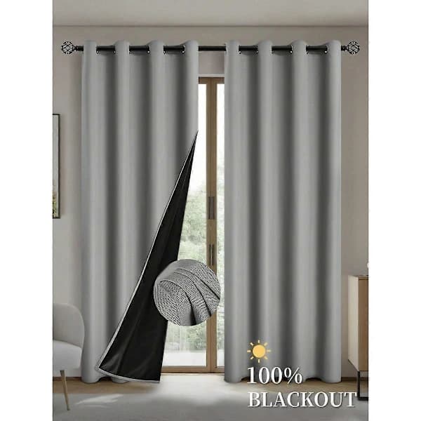Mörkläggningsgardiner med isolerande foder, polyestergardiner med öljetter för vardagsrum, sovrum, kök, grå 100x160cm 1 panel grey 100X160CM 1PCS&Grommet Top