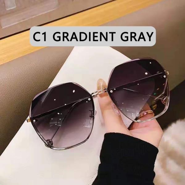 Round Sunglasses Women  Designer Gradient Fashion Sun Glasses Female Rimless Metal  Oculos De Sol luxury designer