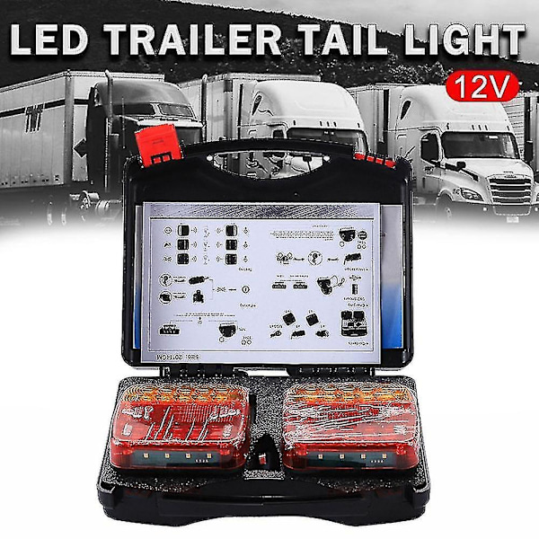 2 stk LED-baklys for tilhenger, trådløse, magnetiske