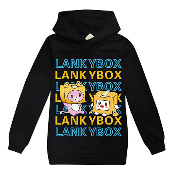 Barn Tonåring Lankybox Casual Hoodie Långärmad Tröja Svart Black 7-8 Years
