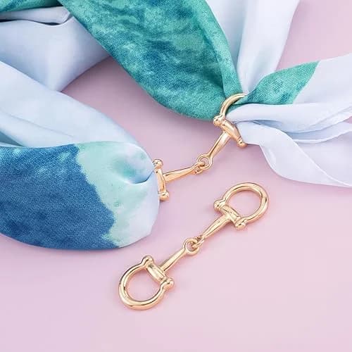 Sidenscarf Ringklämma Hästbetskedja Sjalhållare Spänne för Kvinnor Guld