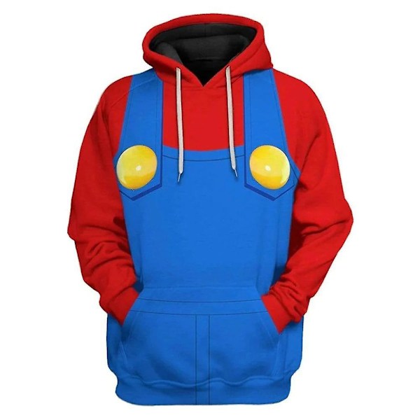 Mario Luigi Peach Bowser Donkey Kong Kostym Vuxna Hoodies Unisex Långärmad Tröjor Super Mario Bros Film Huvtröja Cosplay Kostymer Mario Mario L