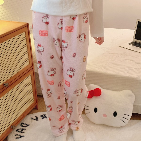 Walking God-byxor Flanell Pyjamas Kan Användas Utomhus Tecknad Coral Fleece Långsam Pyjamas Dam Höst Vinter Byxor Hembyxor MY900 MY900 4XL