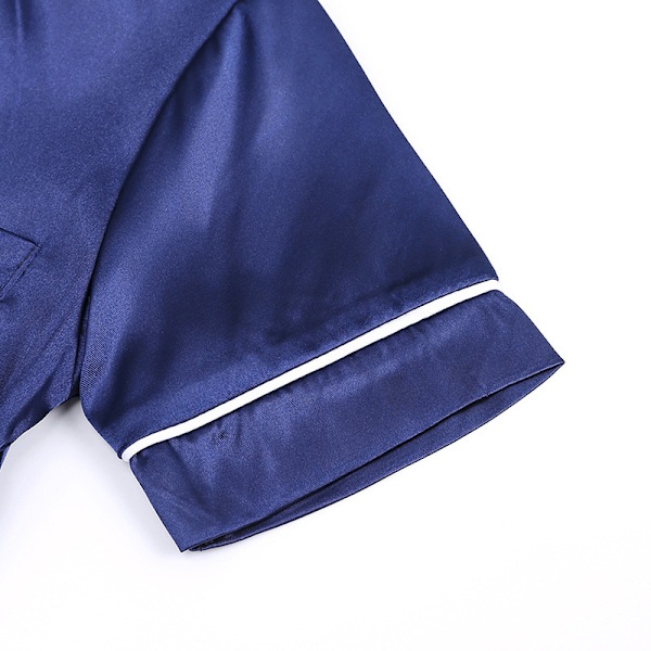 Satin Pyjamas Set i Siden, Kortärmad, Barnkläder för Sovkläder blå blue 100