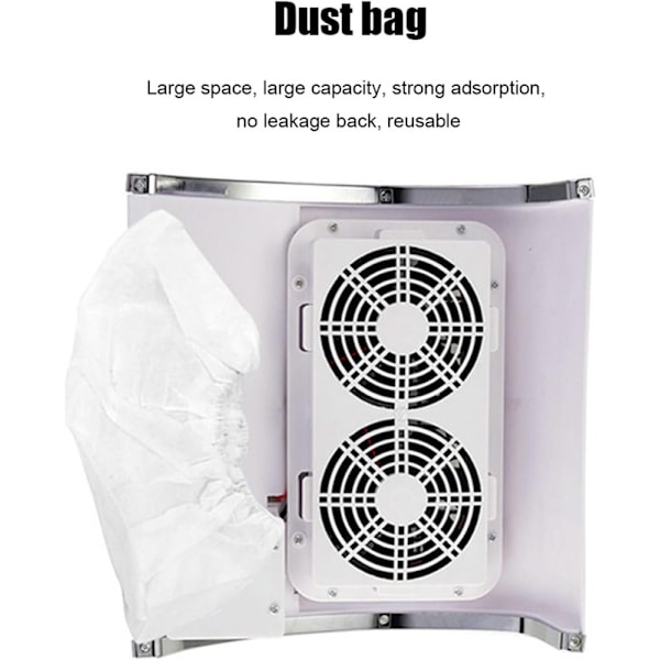 Nageldammsugare - Sugsystem för manikyr och naglar - Dammsugare, dammuppsamlare för manikyr 25.8x24x10cm vit white