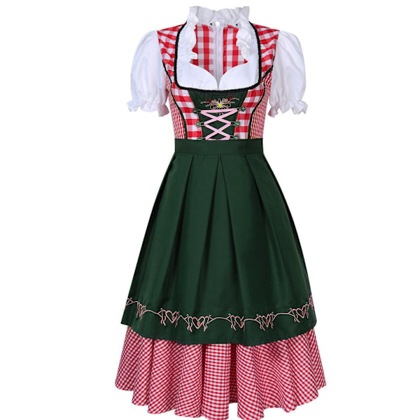 Olutasuinen ruudullinen mekko Oktoberfestin juhlahame Halloween-hame Naisten hameet tummanvihreä XL dark green XL