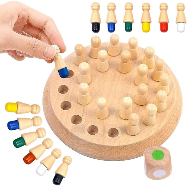 Minnesspel Stick Schack, Träspel, Träminnesschack, Minnesschack Trä, Minnesschack Lärande Leksak, Minnesschack, Bärbart Schack (FMY)