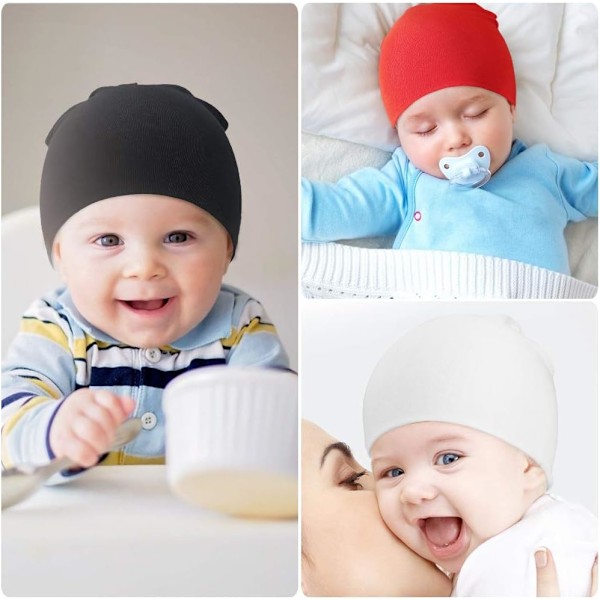 6-pak Nyfødt Babyluer - Myke Strikkede Beanies for Gutter og Spedbarn 6 Pack E 6-24 months