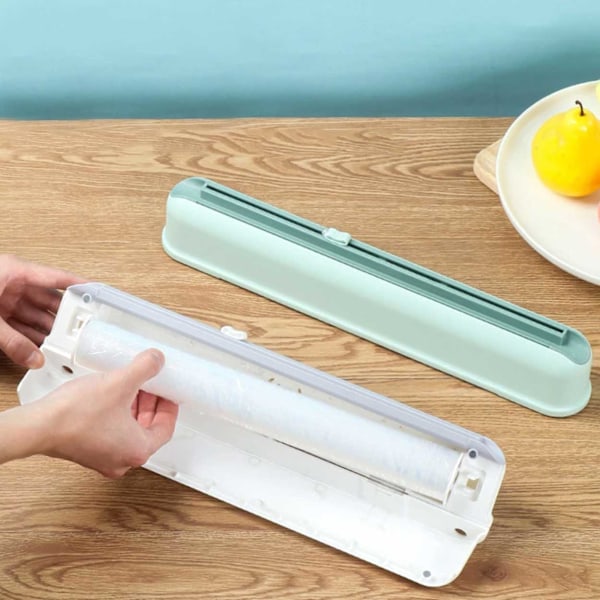 Hållare för plastfolie och aluminiumfolie med skärare och sugproppar, vit white