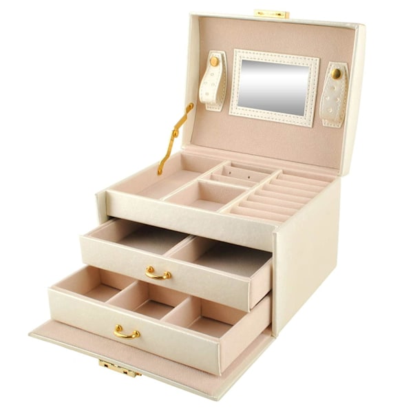 Stort Smykkeskrin i Flere Etasjer - Beige Beige Beige Beige