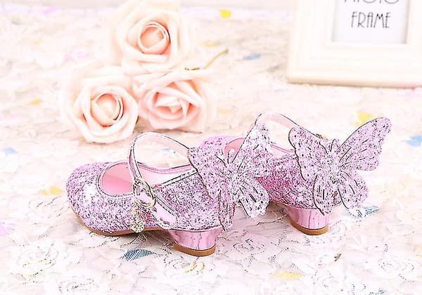 Prinsesse Glitter Barn Høyhælte Sko - Rosa Sommerfugl Tema