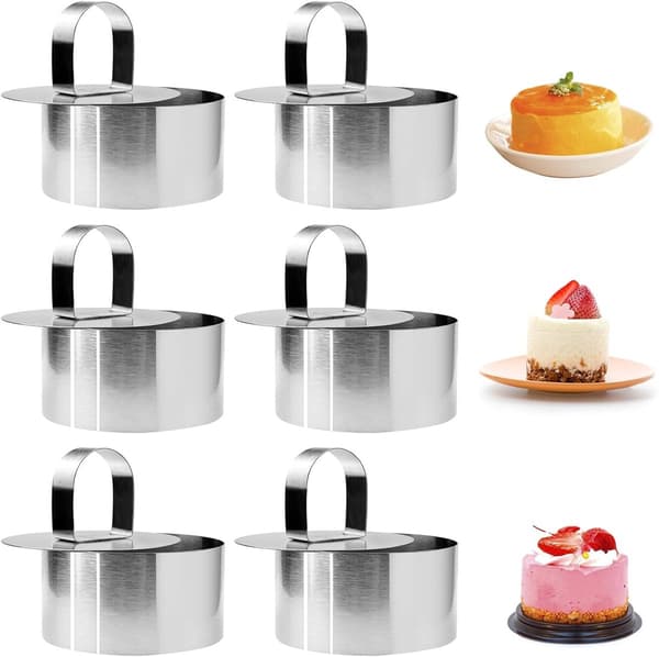 stykker - rustfrit stål - dessertringe - kageringe - med håndtag - forme - 8*8*3,8 cm
