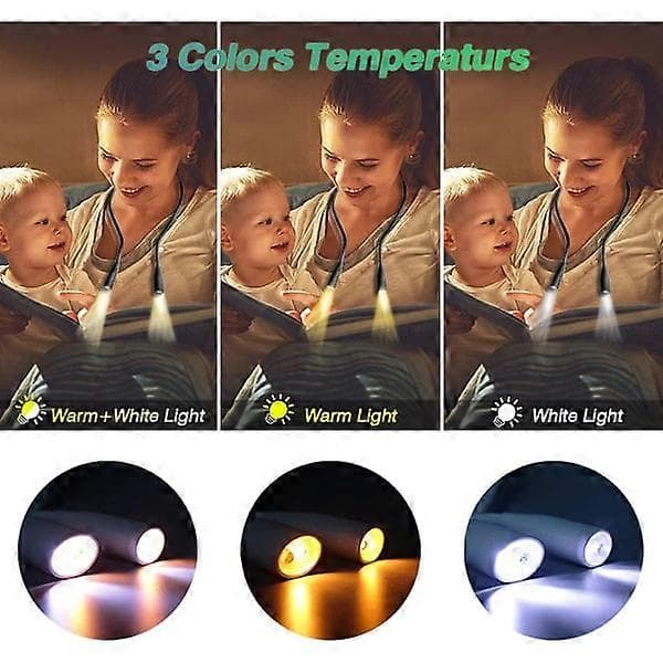 LED-leselys for nakken, oppladbart med 4 LED-lamper