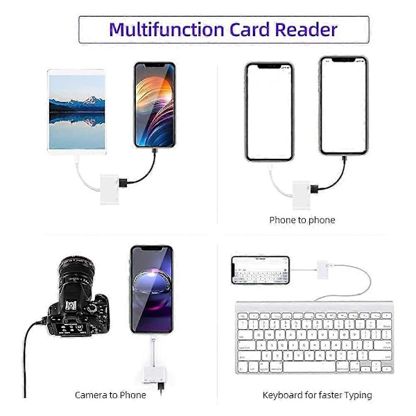 USB C till Micro-SD TF Minneskortläsare, 3-i-1 USB Kamera Kortläsaradapter för Galaxy S10/S9 m.fl.