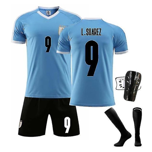 2022 Ny fotbollströja för barn 9# L.suarez 21# E.cavani Modeshorts Fotbollströjor Kostym Skyddsstrumpor/ set B9 Bule 24