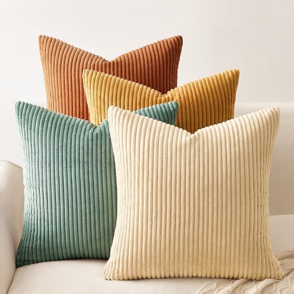 Sæt med 4 dekorative pudebetræk, bløde fløjlsstribede pudebetræk til sofa soveværelse stue balkon, 45 x 45 cm B 45x45 cm