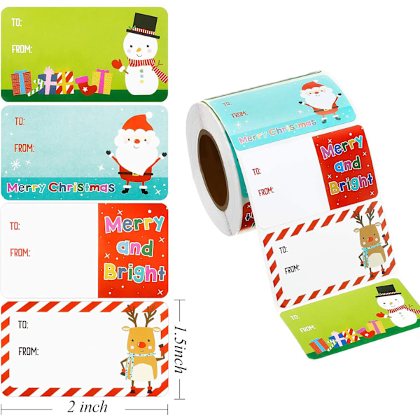 1000 stk Selvklebende Julegave Etiketter Christmas Kraft Navnetiketter Naturlig Kraft Juleklistremerker Papiretiketter Julegave Etiketter til Jul