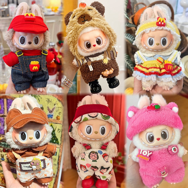 /NC/Vain Vaatteet Labubu Nukke Käsintehty Koristelu Kangas Pusero Lelu Kangas Värikäs Pukusetti Labubu Sarjakuva Mekko 6